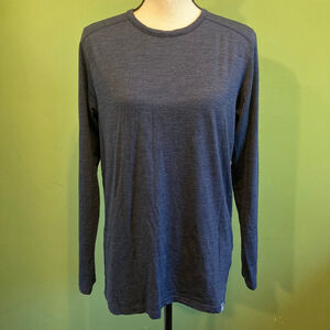 Men's Cloudveil S Heather Blue 100% Merino Wool Long Sleeve Tee
